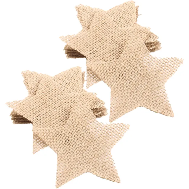 20 Pcs Burlap Fabric Cutouts Crafts Christmas Stars Tree Hollow