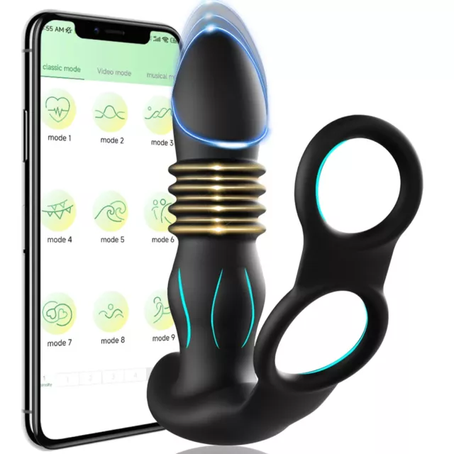 Prostate-Anal-Télescopique-Gode-Plug-Anal-Vibrateur-Anneau-De-Pénis-Jouets-Neuf