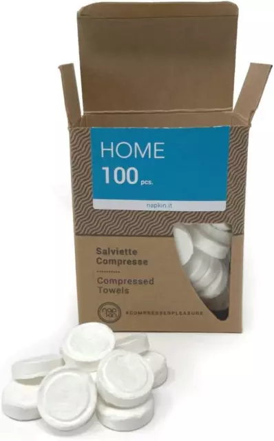 HOME 100 (BOX 100PZ) MINI SALVIETTE COMPRESSE in VISCOSA ANALLERGICHE