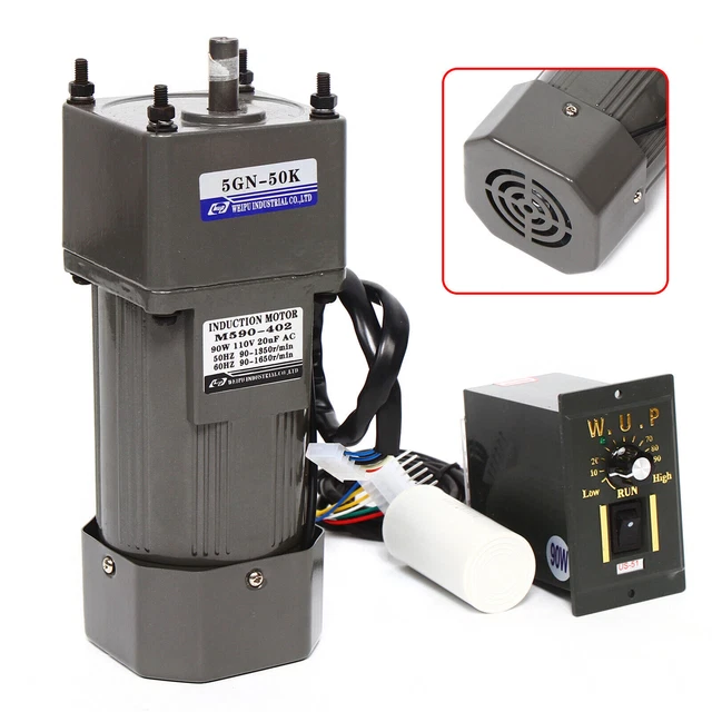 Riduttore motore ingranaggi CA controllore velocità variabile elettrico 1:50 0-27 giri 90 W 220 V