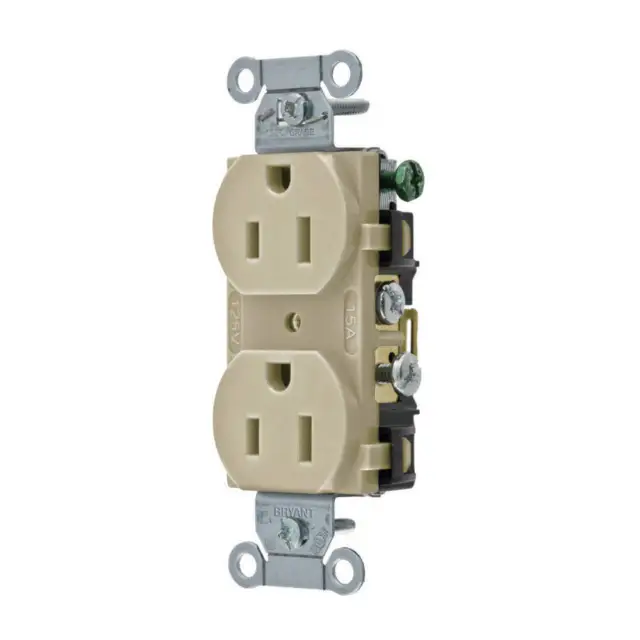 GRAINGER APPROVED CRS15I Receptacle,Ivory,15A,125VAC,Side Winning