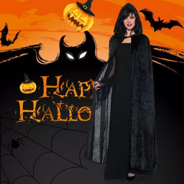 Vampir Umhang Wendeumhang mit Kapuze Cape Lang Mantel Halloween Kostüm Cosplay
