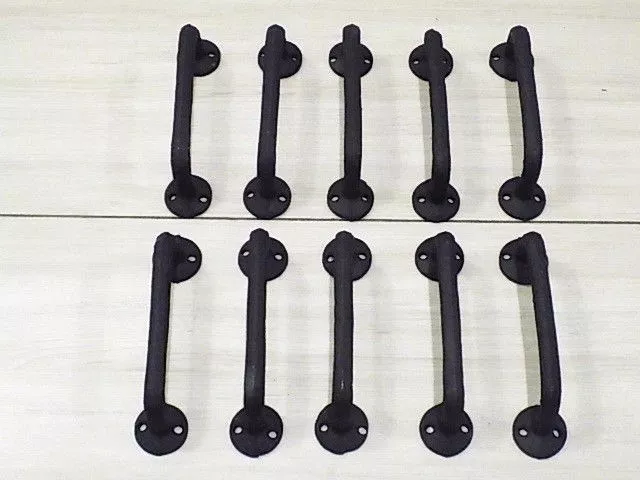 10 Black Barn Door Handles Drawer Cabinet Restoration Hardware Cast Iron Farm