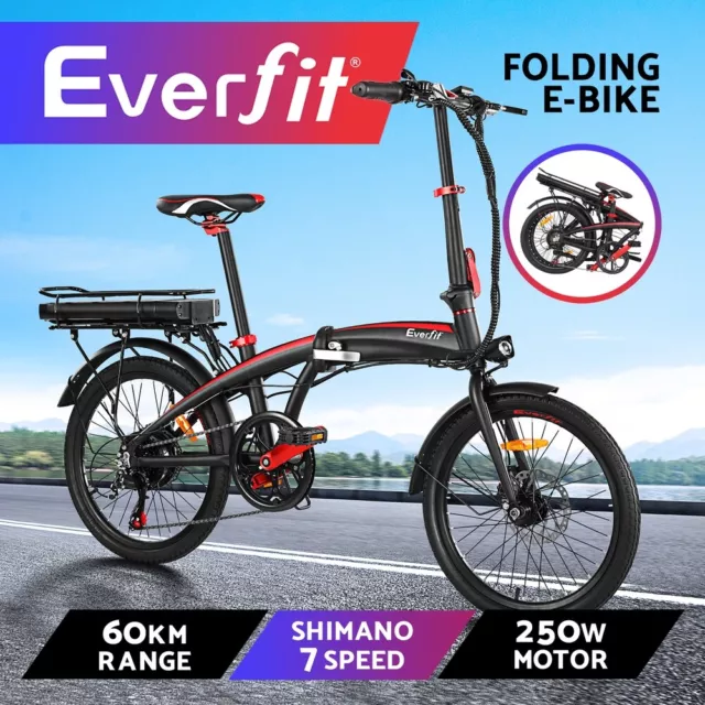 Everfit Folding Electric Bike Urban City Bicycle eBike Rechargeable Battery 250W