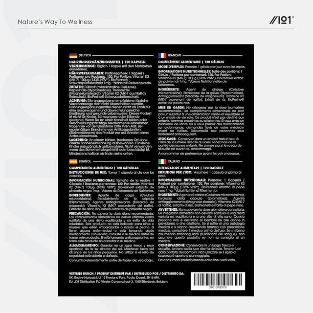 VITAMIN K2 MK7 100mcg Fermented Natto Based Vegan Vitamin K