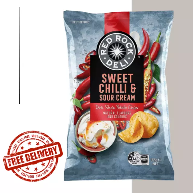Red Rock Deli Sweet Chilli and Sour Cream Potato Chips Pack 165g