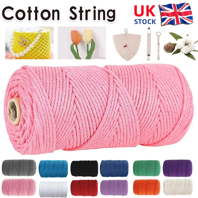 3mm x 200m Natural Cotton Twisted Cord Craft Macrame Artisan Rope String Braided
