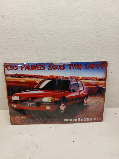 Plaque Métal Vintage Peugeot 205 GTI - Déco Auto Atelier - Neuve