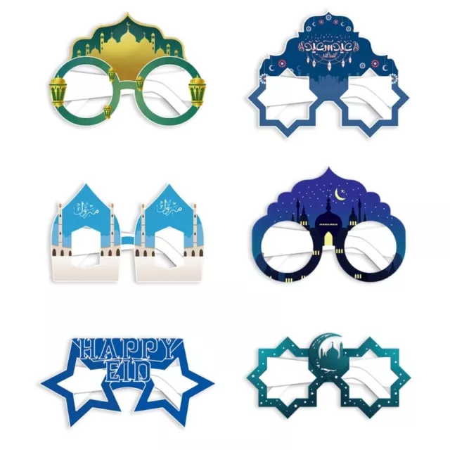 6Pcs/set Decors Eid Paper Glasses Photo Booth Props Party Decors