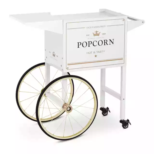 Popcornwagen Wagen für Popcornmaschine Popcorntrolley 2 Bremsen weiß & golden