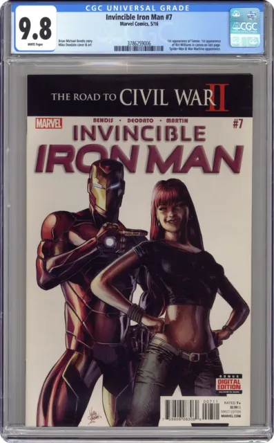 Invincible Iron Man #7A Deodato CGC 9.8 2016 3786259006 1st cameo Riri Williams