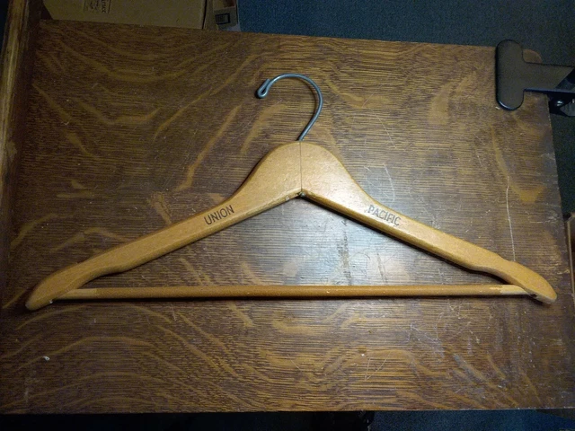 Vintage 1950s Union Pacific RR Wooden Coat Garment Suit hanger Passenger Car