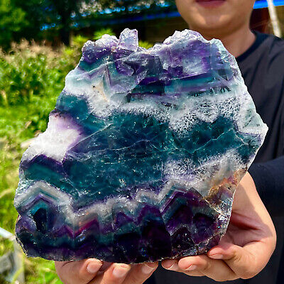 2.33LB Natural beautiful Rainbow Fluorite Crystal Rough stone specimens cure