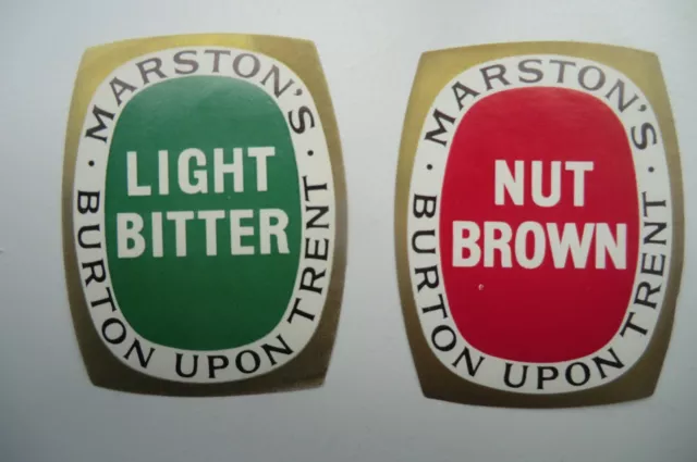 Mint Pair Marston's Burton Nut Brown & Light Bitter Brewery Beer Bottle Labels