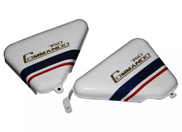For Norton Commando 750 Tool Box Oil Tank Side Panel White Blue Red Stripe GEc