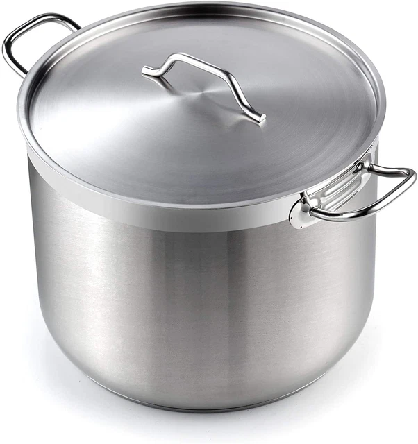 2616 Standard Professional Grade Lid 30 Quart Stainless Steel Stockpot, Silver