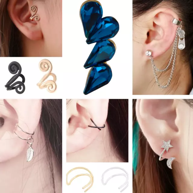 Ear Cuff Silver Earrings Cartilage Clip Fake Helix Earring Women Piercing Cuffs