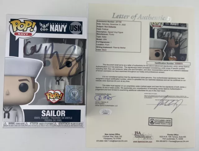RON DESANTIS signed Funko POP NAVY USA Governor Florida USN JSA Authentication