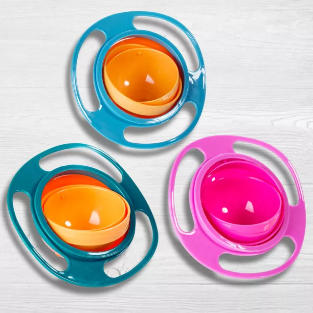 Baby Kids Feeding Bowl Magic 360° Rotary Gyro Bowl Spill-Proof Balance Baby Bowl