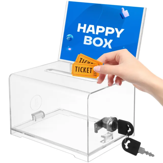 Buzón de correo para boleta de acrílico con cerradura transparente para el aula lotería de almacenamiento de tarjetas coleccionables