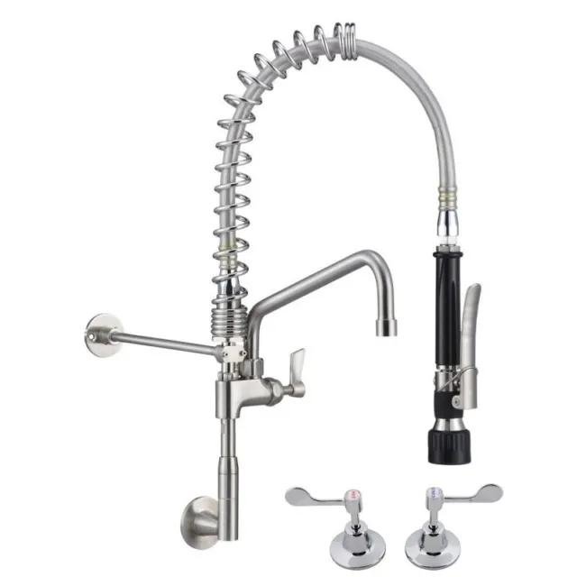 3Monkeez Stainless Steel Wall Stops And Elbow Pre Rinse Unit with 12" Pot Filler