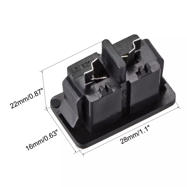 C8 Panel Mount Plug Adapter AC 250V 2.5A 2 Pins IEC Inlet Module Straight 2