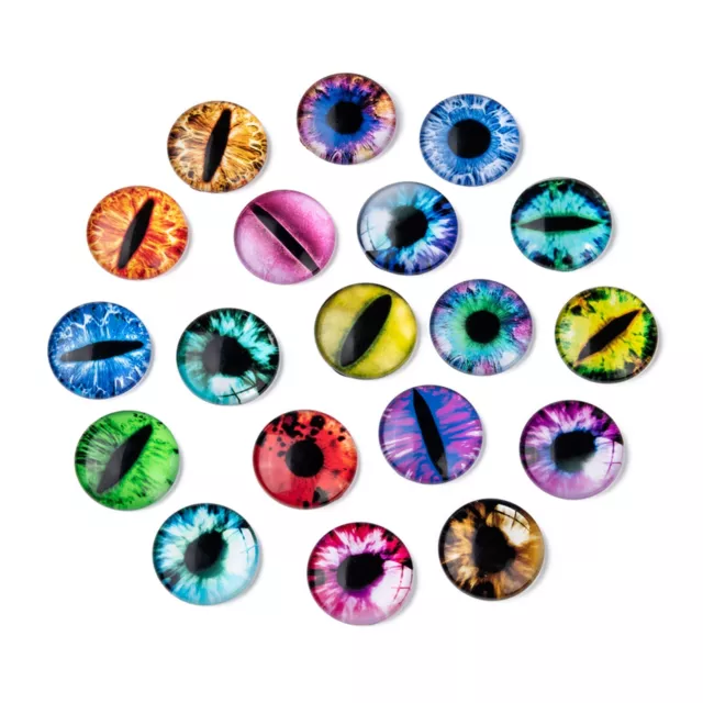 10x Eye Half Round/Dome Printed Glass Cabochon Mixed Color 25x7mm Scrapbooking