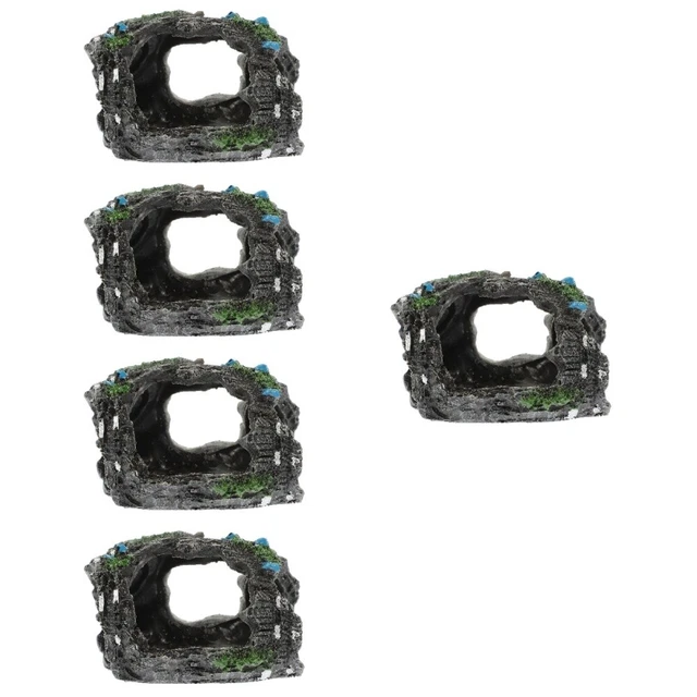5 Count Artisanat En Résine Ornements De Château D'aquarium Rocher Plante