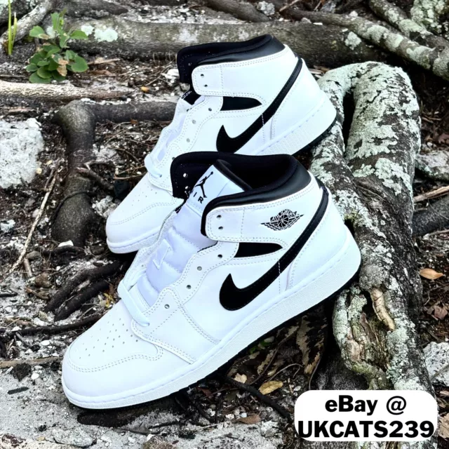 Nike Air Jordan 1 Mid (GS) Shoes White Black DQ8423-132 Multi Sizes NEW