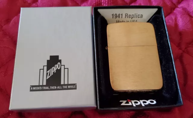 2015 58287 Zippo Lighter 1941 Replica Brass Vintage LTR Not Fired