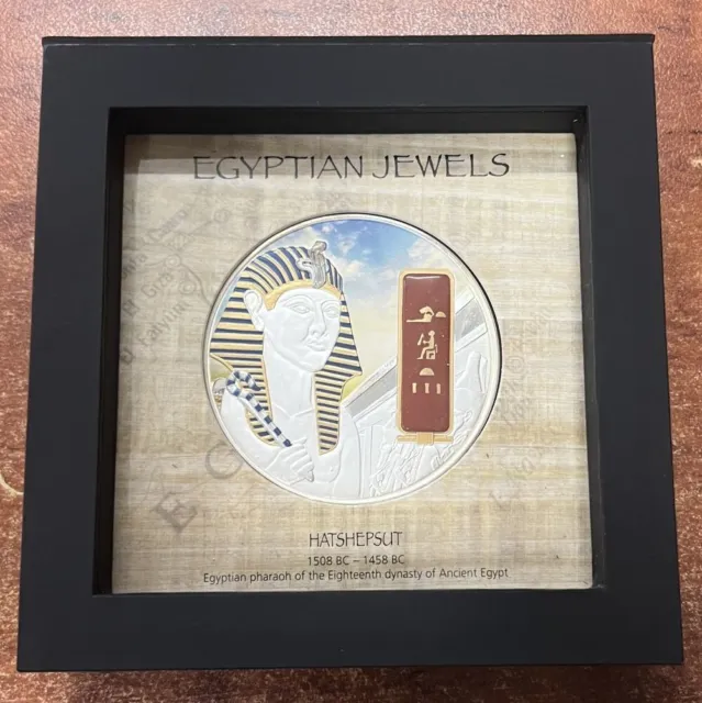 Fiji: 2012 $50 Coloured 2oz Silver Proof Egyptian Jewels Hatshepsut Mintage 999