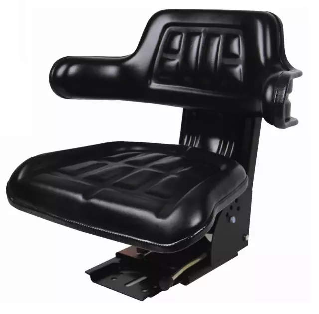 Universal Replacement Tractor Seat with Slides and Suspension Black