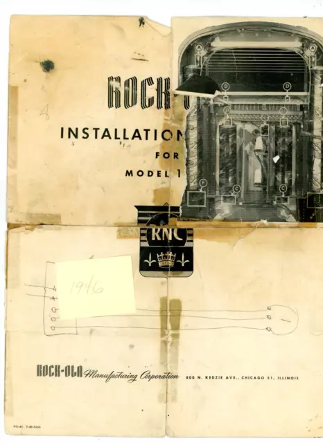 Vintage Rock-Ola Installation Manual 1946 Jukebox