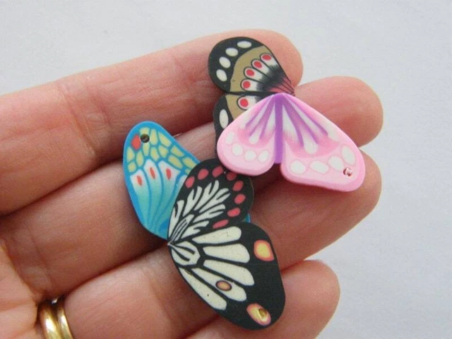 12 Beautiful butterfly wings random mixed charm polymer clay A433