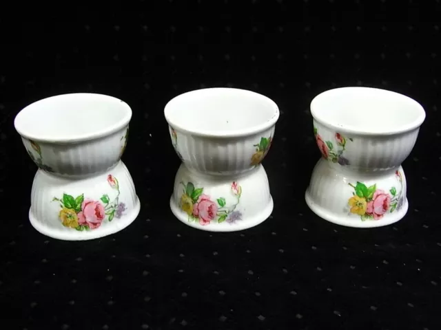 Ancien Lot 3 Coquetiers Diabolo Porcelaine Limoges Paris Decor Fleurs Egg Cup