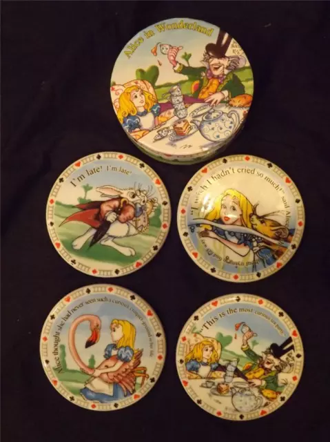 NIB 4 Paul Cardew Alice in Wonderland Coasters PICTURES ARE WITHIN DESCRIPTION