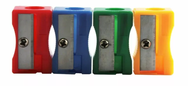 Bleistiftspitzer Kunststoff Einzelloch gerippter Griff Metallklinge - 10er-Pack