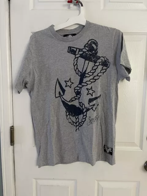 Men’s Sailor Jerry Anchor Death Or Glory Gray T Shirt L Large