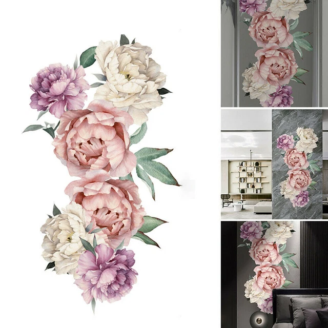 Adesivo da parete peonia fiore rosa decalcomania vivaio adesivo casa decorazione arte murale