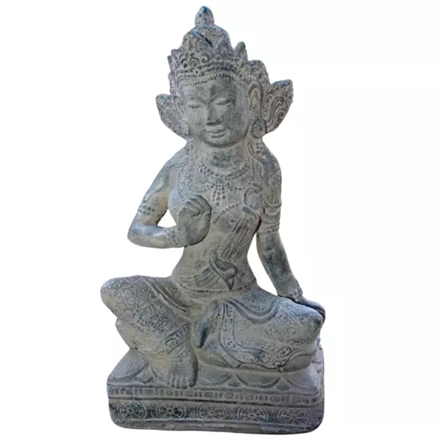 Guanyin Garden Statue Water Moon Goddess Cast Lava Stone Sculpture Buddhist Art