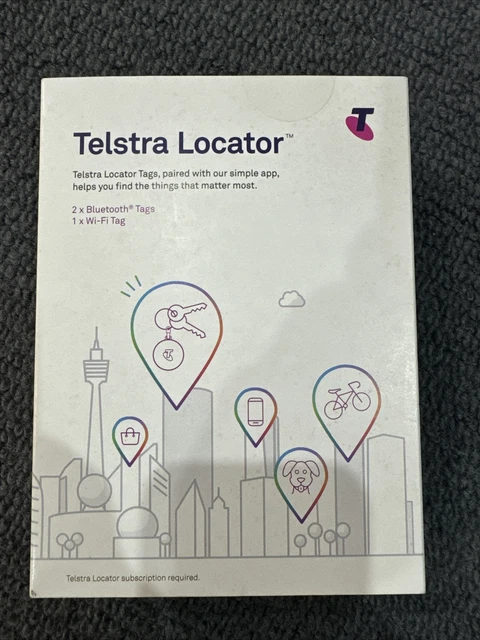 Telstra Locator Tags - (2 x Bluetooth Tags and 1 x Wi-Fi Tag) In Original Box