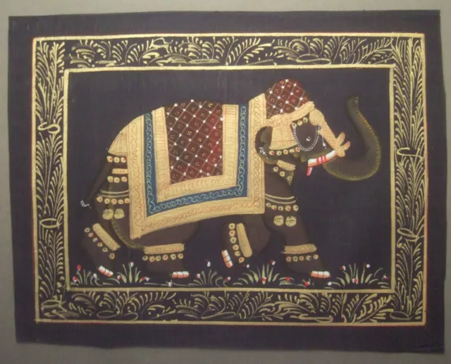 Indian Miniature / Elephant / Hand Painted on Cloth (see details)(M104)