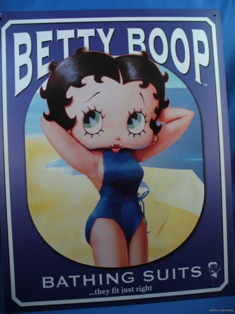 BETTY BOOP BATHING SUITS METAL TIN SIGN Made in USA 2005 Blue swimsuit Beach new