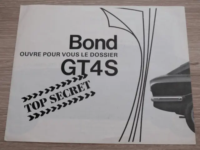 🚘 Brochure Automobile BOND EQUIPE GT4S TRIUMPH Catalogue Prospekt French
