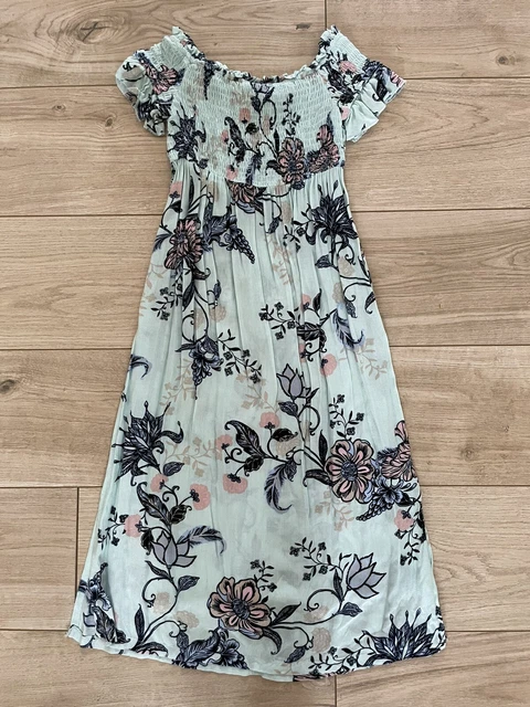 Girls River Island Blue Floral Maxi Bardot Dress 5 Years