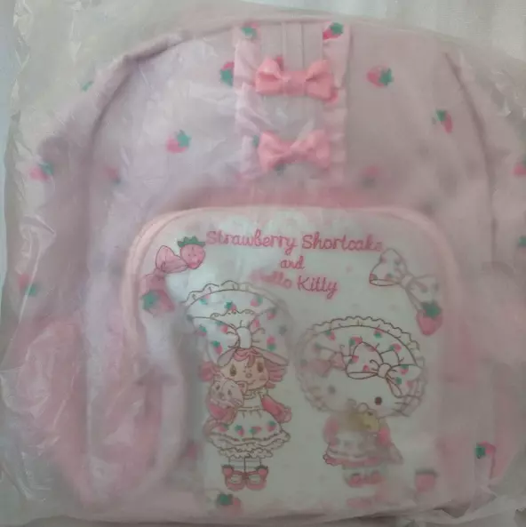 Sanrio Hello Kitty Strawberry Shortcake Backpack School Bag Pink Ribbon NEW