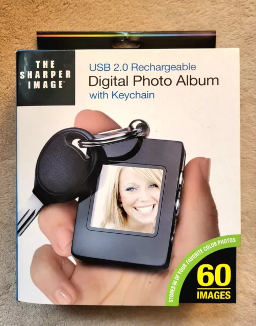 The Sharper Image Digital Photo Album Keychain USB 2.0 Rechargeable * Open Box