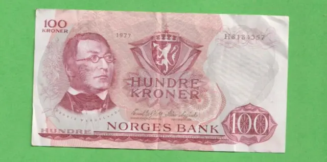 Norway - 1977 - 100 Kroner Banknote - decent example