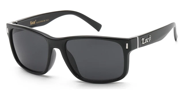 Lunettes De Soleil LOCS Graffiti - Style Gangster Rap Motard - Monture Noire, Verres Gris UV400