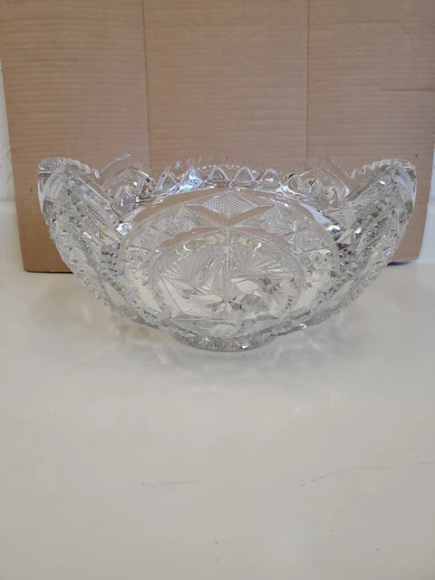 Vintage Clear Pressed Cut Glass Bowl Stars